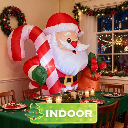 6Ft Inflatable Christmas Cute Fat Santa Claus With LED lights decoration Xmas