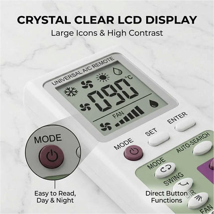 Universal A/C Remote Control for 1,000 Brands KT-100A II Replacement Air Con LCD