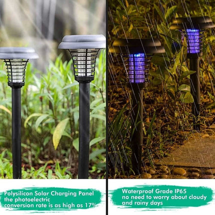 Solar Powered Zapper Lamp Light Outdoor Garden Mosquito Fly Bug Insect Killer