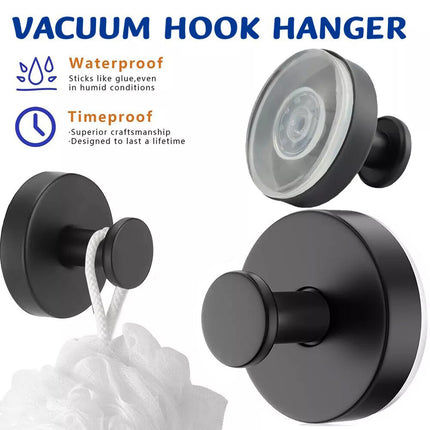 4Pcs Black Vacuum Wall Hook Hanger Holder Suction Cup Sucker Shower Towel Bathroom Kitchen