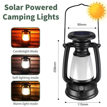 Outdoor Solar USB Rechargeable Camping Lantern Lamp Tent Hiking LED Light Lights