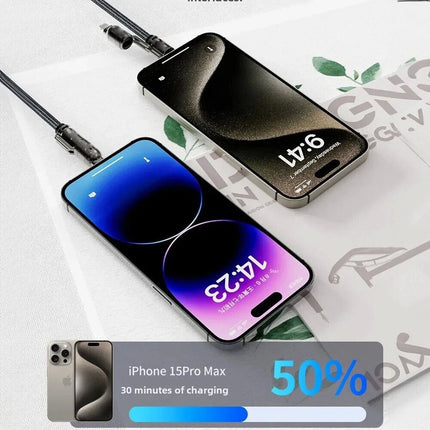 Black Phone Lanyard With Fast Charging Cable Crossbody 240w Type c iPhone Samsung