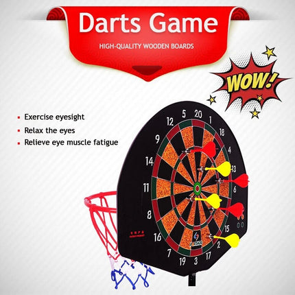 2 in 1 Kids Basketball Hoop Darts Dartboard Game Set Indoor Outdoor Sports Toys