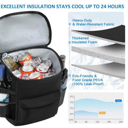 Black Cooler Backpack 33 Cans Backpack Coolers Insulated Leak Proof Soft Beach Cooler