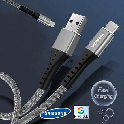 Silver Universal USB to Type C Charging Cable Fast Charger USB C Samsung Google Pixel