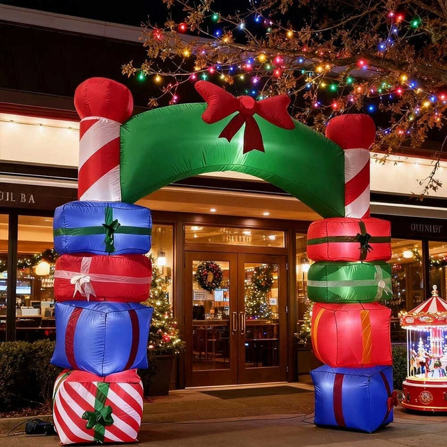 Christmas Inflatable Archway Gift Box Decoration Build in LED Light in/ Outdoor