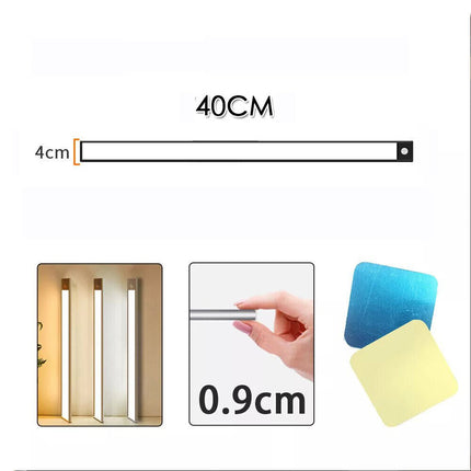 40cm Black Rechargeable Magnetic LED Motion Sensor Under Closet Light Cabinet Dimmable Lamp
