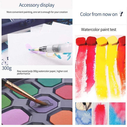 36 Solid Watercolor Paint Set Black Box Watercolour Pigments Art Paint Kit