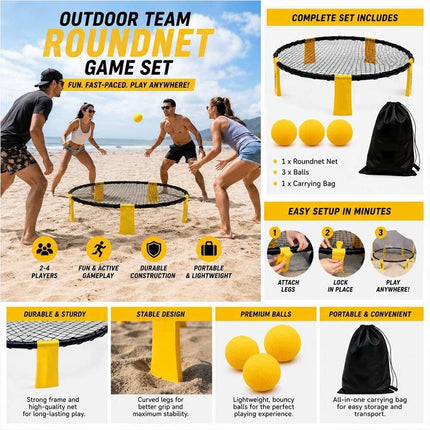 Roundnet Game Set with 3 Balls and Carry Bag Outdoor Beach Backyard Sports Game