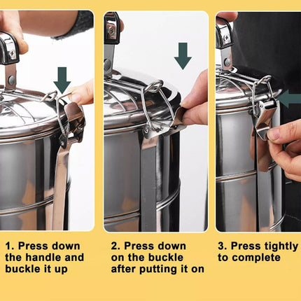 Stainless Steel Lunch Box Beautiful Tiffin Box Clip Carrier Bento Box 3 Layer
