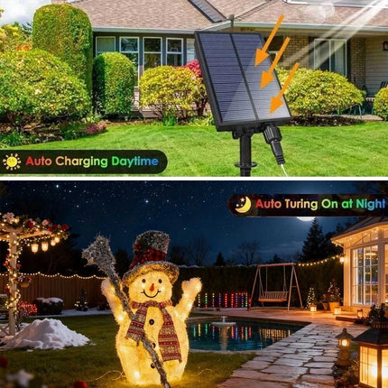 Solar powered Christmas Decoration Lights Snowman Metal Frame LED Light Iron 65cm