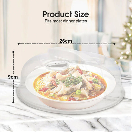 2 Pcs Microwave Food Cover Plate Vented Splatter Protector Clear Hot Kitchen Lid
