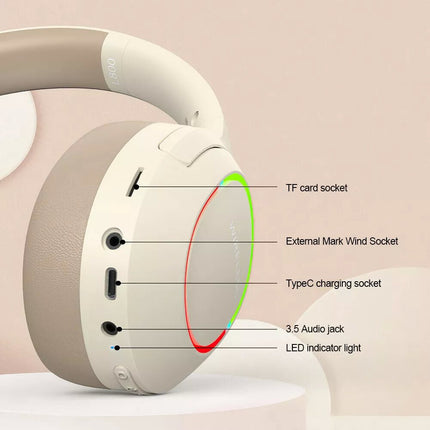 Khaki Gaming Headset Headphone with Microphone Volume Wireless