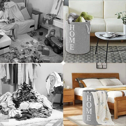 60L Large Foldable Laundry Washing Clothes Storage Hamper Basket Bin Organiser