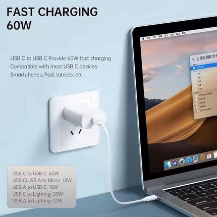 Type USB C Micro-USB Cable Charging Adapter iPhone Cable Kit Storage Box White