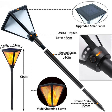 2Pcs Halloween Decoration Solar Outdoor Torch Lights Flickering Garden Light