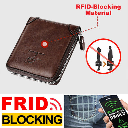 Men's Leather Wallet RFID Blocking Credit ID Card Cash Holder Purse