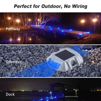 4X Solar Driveway Lights Deck Pathway Light Solar Dock LED Light Safety Light