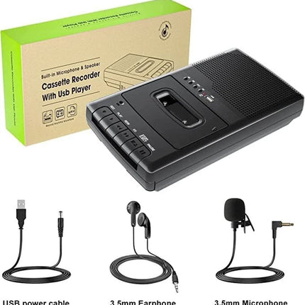 Portable Cassette Player Recorder with Stand-Alone Microphone Converter to USB