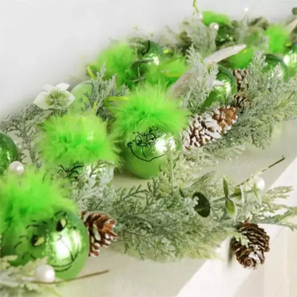 12PCS Grinch Christmas Baubles Christmas Tree Ornament Xmas Ball Party Decor