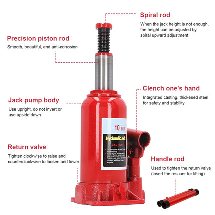 10Ton Hydraulic Bottle Jack HeavyDuty Car Lifter Lifting Repair Tool 4WD Truck