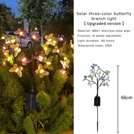 2 PACK 12LEDs Solar String Lights Butterfly Fairy Lamp Outdoor Garden Party Decor