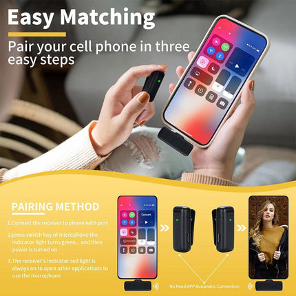 2Mic Wireless Lavalier Microphone For Phone Android iPhone iPad Vlog Live Stream