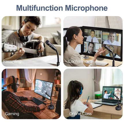 Desktop Mini USB Stand Microphone Mic For Desktop Laptop PC Computer 360°