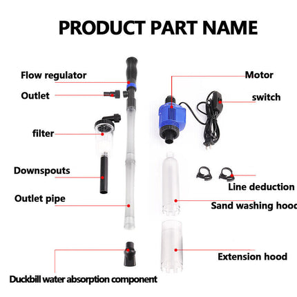 Fish Tank Cleaner Syphon Change Pump Water Filter Aquarium Vacuum Gravel Battery