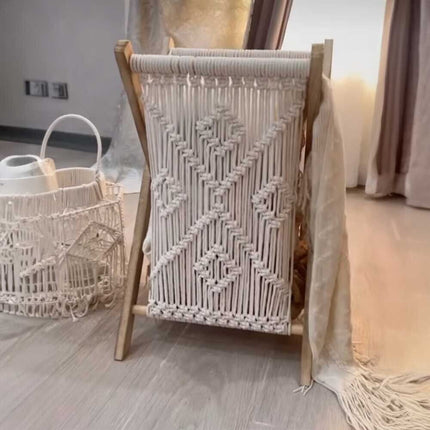 Folding Cotton Storage Rack Woven Magazine Shelves Baskets bookshelf Holder