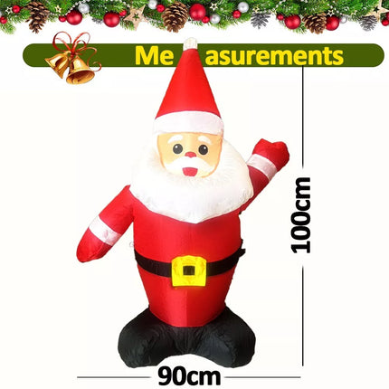 3.3ft Christmas Inflatable Santa Claus Decoration Built-In LED Lights Waterproof