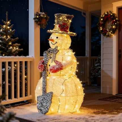 120cm Solar Powered Christmas Decoration Lights Snowman Metal Frame LED Light