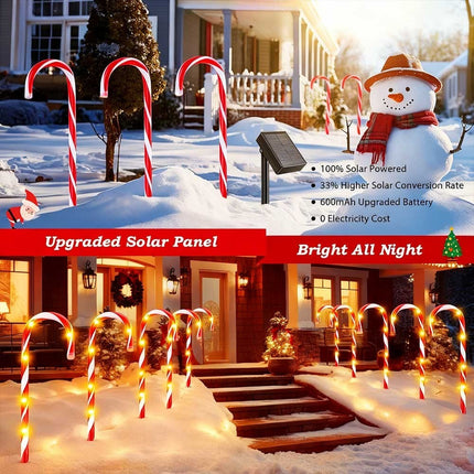 5Pcs Solar Candy Cane lights Outdoor Waterproof Garden Holiday Christmas Decor