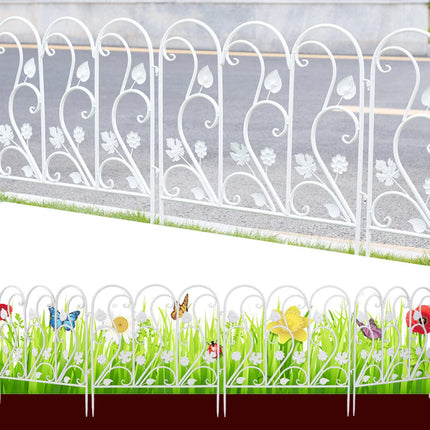 5Pcs Garden Fence Outdoor Coated Metal Landscape Wrought Iron Wire Border Folding