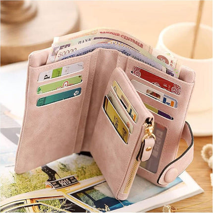 Wallet Short Small Coin Purse Ladies Folding Card Holder PU Leather