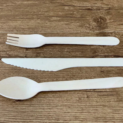 Wooden Cutlery Set Disposable Bamboo Wood Bulk Buy Forks Spoons Knives 360PC