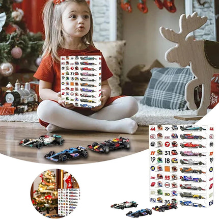 2025 Christmas Advent Calendar 24 Days Countdown Pull-Back F1 Racing Car Toys