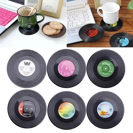18PCS Retro Record Disk Coasters Vinyl Drinks Holder Non-Slip Mug Pads Placemat