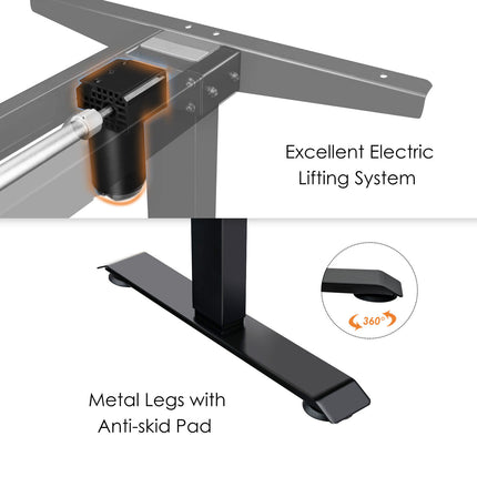 Standing Desk Electric Motorised Computer Desk Height Adjustable Sit Stand Table Black