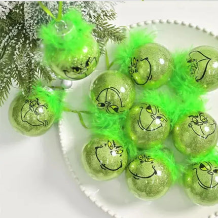 12PCS Grinch Christmas Baubles Christmas Tree Ornament Xmas Ball Party Decor