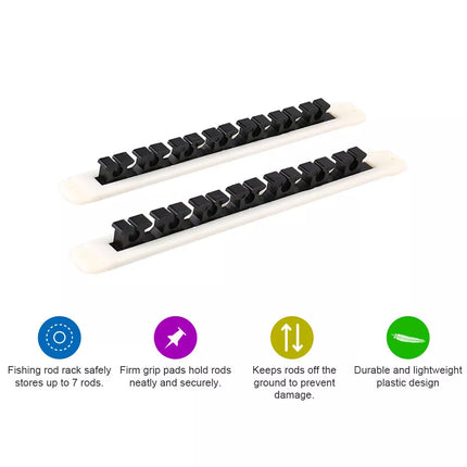 2X Portable Fishing Rod Holder Stand 7 Rod Storage Rubber Rod Rack Wall Mounted