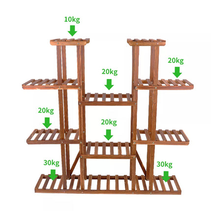 XL-Large 17 Pots Wood Plant Stand House Office Use Flower Pots Planter Shelf