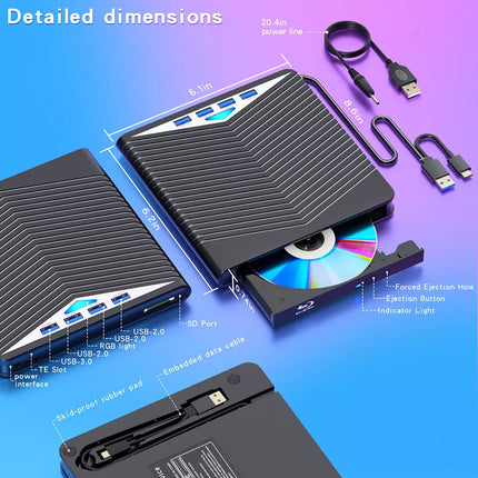 USB External CD RW DVD ROM Writer Burner Player Drive for Laptop PC Mac Windows