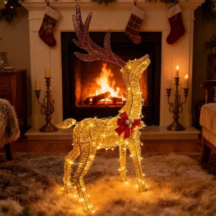 4.2ft Christmas Decoration Reindeer LED Lights Light up Solar Iron Frame Door De