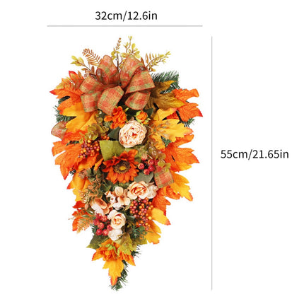 Fall Wreath Front Door Large Pumpkin Wall Wreath Garlands Christmas Autumn Decor