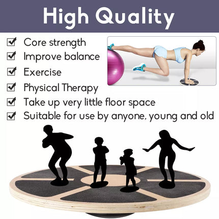 Wooden Balance Board Core Trainer Fitness Round Wobble Platform Yoga Pilate