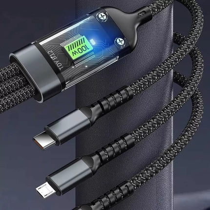 3 IN 1 Charging Cable Fast Charger USB Type C iPhone Samsung 100w Durable Braid