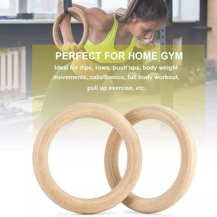 Wooden Gymnastic Olympic Rings Crossfit Gym Fitness Strength Training BS:600KG