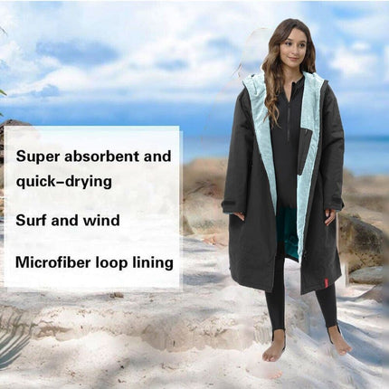 Unisex Quick Dry Outdoor Parka Trench Coat Jacket Waterproof Change Swim Robe