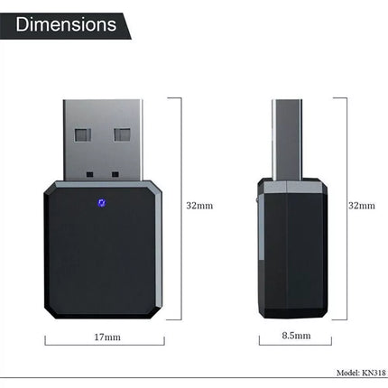 2in1 USB Bluetooth5.0 Transmitter Receiver Audio Adapter AUX 3.5mm TV PC Speaker